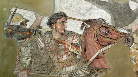 Aleksandar Veliki na konju Bukefalu, detalj mozaika iz Pompeja
