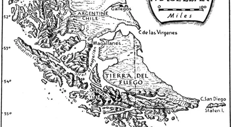 Stara mapa Magelanovog prolaza i Ognjene zemlje