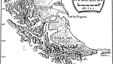 Stara mapa Magelanovog prolaza i Ognjene zemlje