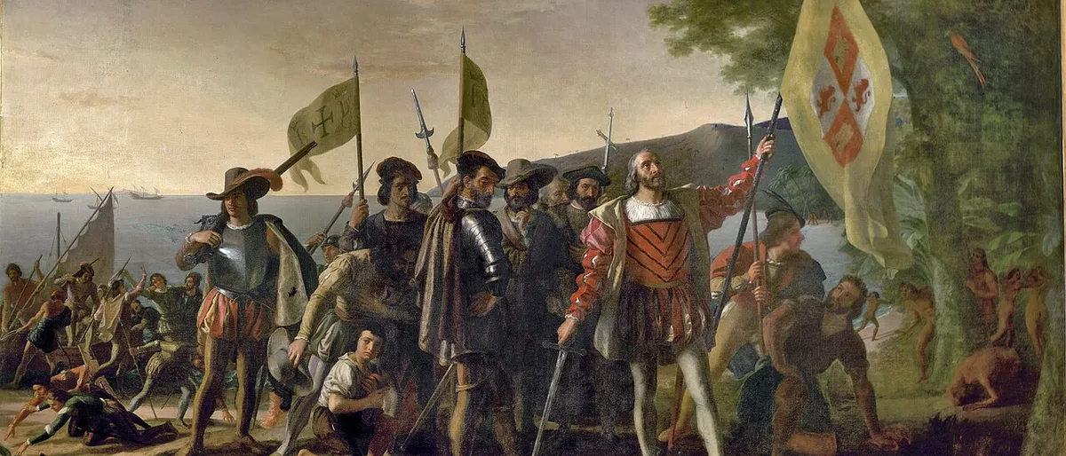 Slika Kolumbovog iskrcavanja na ostrvo San Salvador 1492. godine (Džon Vanderlin)
