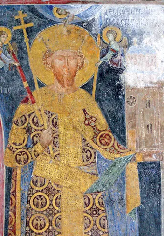 Despot Stefan Lazarević na fresci u manastiru Manasiji