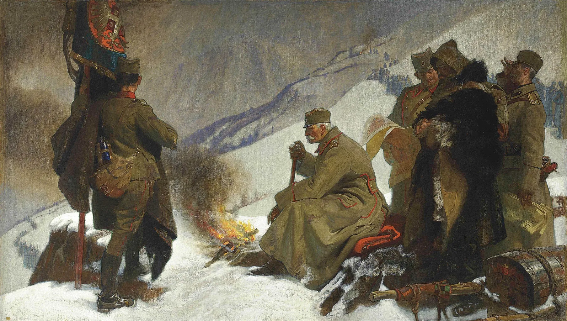 Kralj Petar I prelazi reku tokom povlačenja 1915. godine