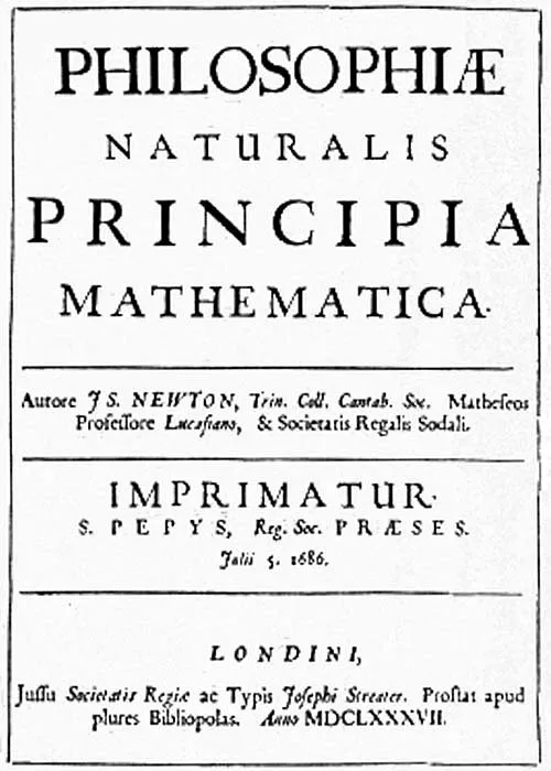 Naslovna strana Njutnove knjige “Principia” iz 1687. godine