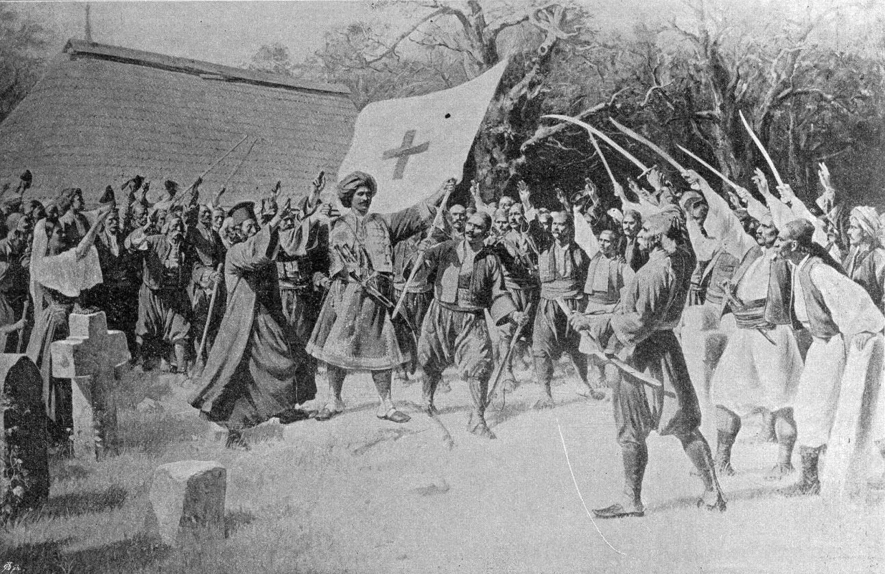 Takovski ustanak, ilustracija iz lista Nova iskra, 1899.